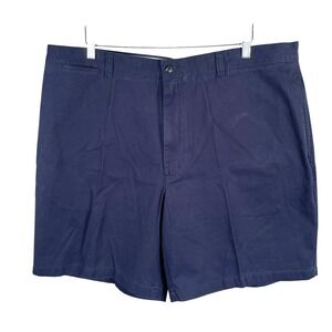 New Club Room Mens Twill Chino Shorts Size 42 Navy Blue Cotton Flat‎ Front